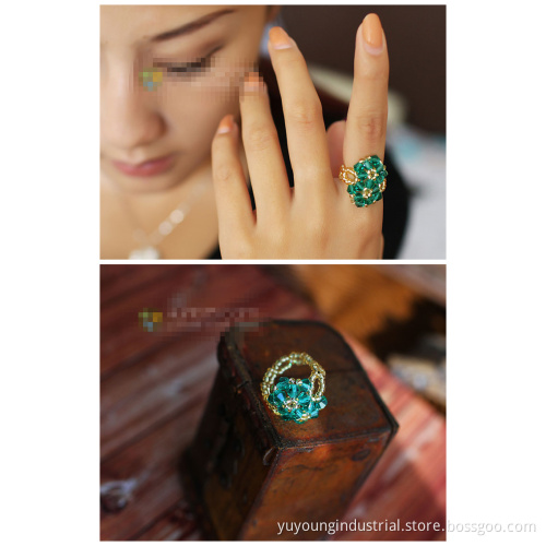 Fashion Flower Crystal Ring Jewelry (JZ0701)